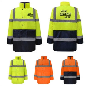 Custom Waterproof Hi-Vis Safety Reflective Warm Jacket Raincoat